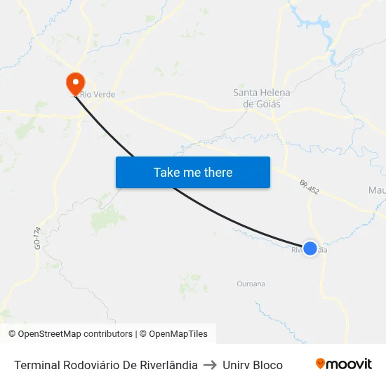 Terminal Rodoviário De Riverlândia to Unirv Bloco map