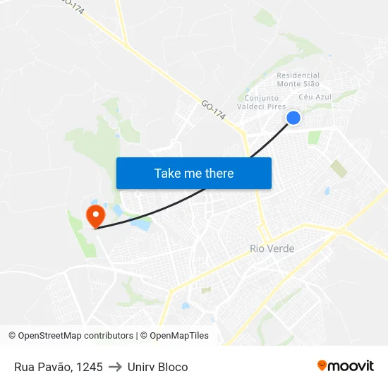 Rua Pavão, 1245 to Unirv Bloco map