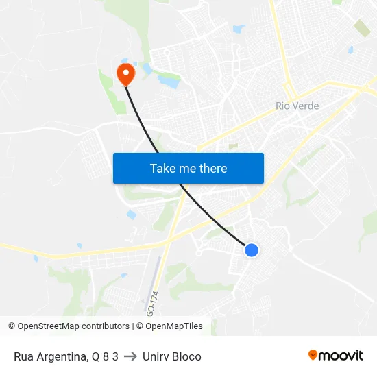 Rua Argentina, Q 8 3 to Unirv Bloco map