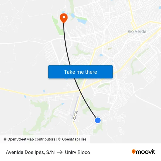 Avenida Dos Ipês, S/N to Unirv Bloco map