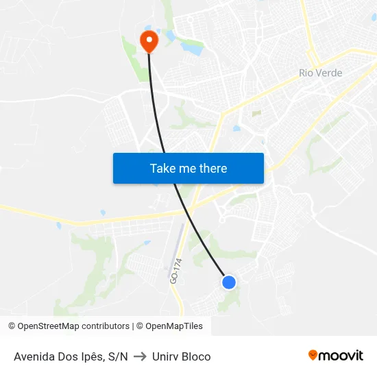 Avenida Dos Ipês, S/N to Unirv Bloco map