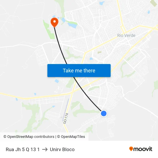 Rua Jh 5 Q 13 1 to Unirv Bloco map