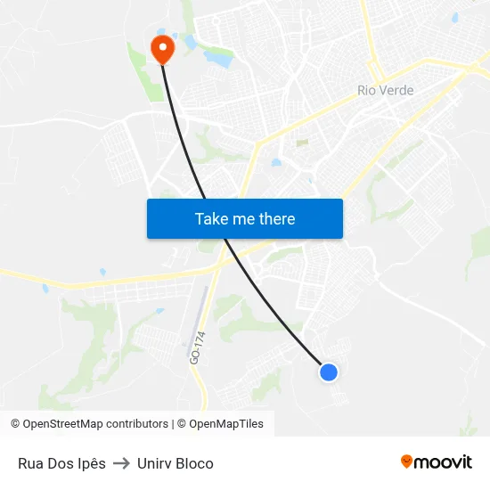 Rua Dos Ipês to Unirv Bloco map