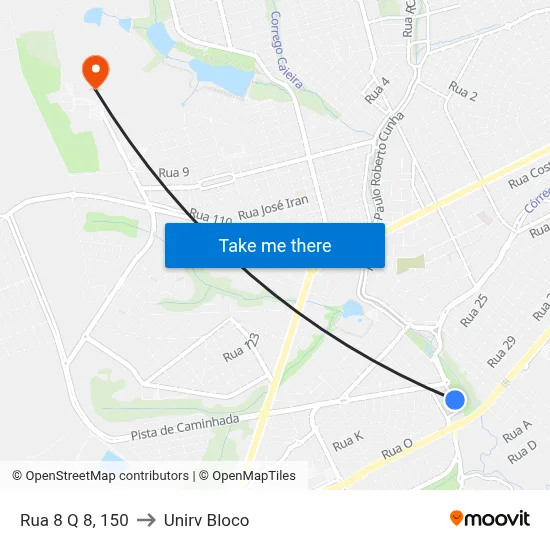 Rua 8 Q 8, 150 to Unirv Bloco map