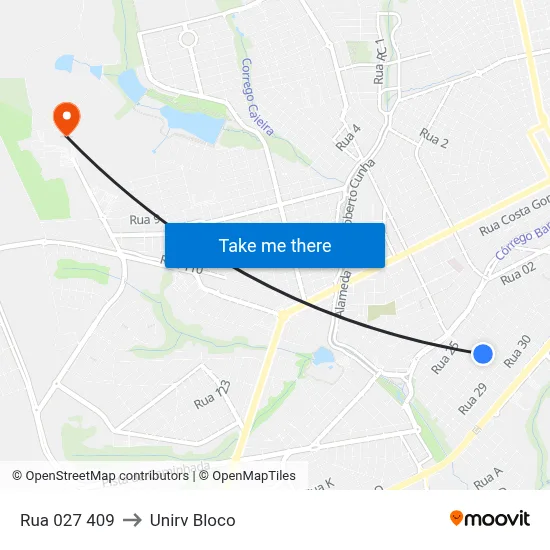 Rua 027 409 to Unirv Bloco map