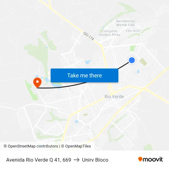 Avenida Rio Verde Q 41, 669 to Unirv Bloco map