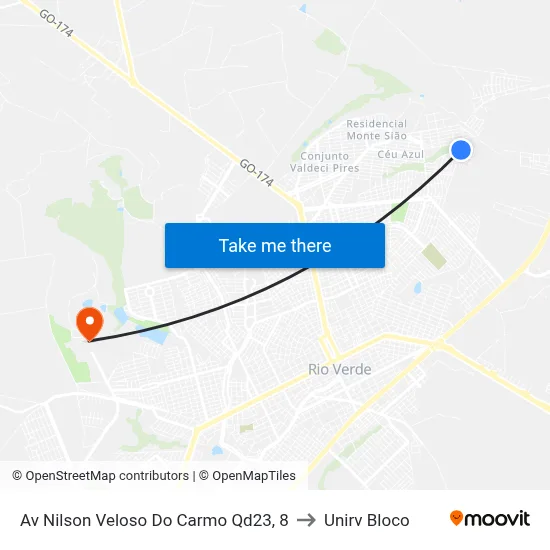 Av Nilson Veloso Do Carmo Qd23, 8 to Unirv Bloco map