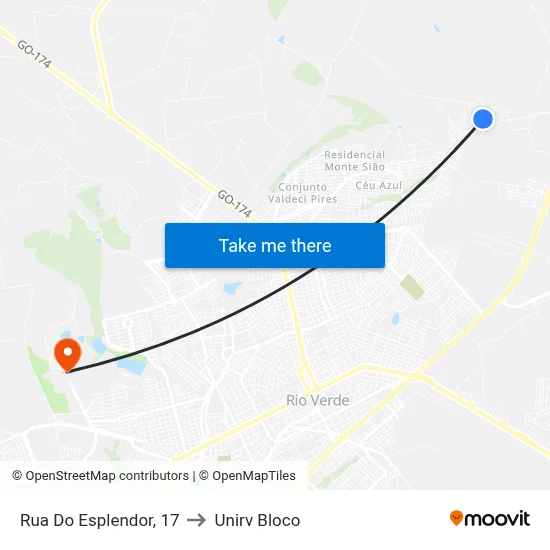 Rua Do Esplendor, 17 to Unirv Bloco map