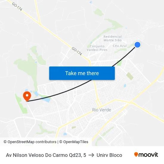 Av Nilson Veloso Do Carmo Qd23, 5 to Unirv Bloco map
