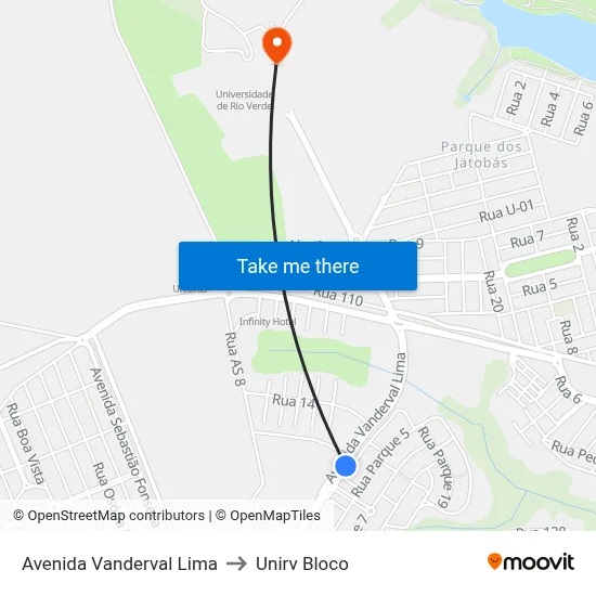 Avenida Vanderval Lima to Unirv Bloco map