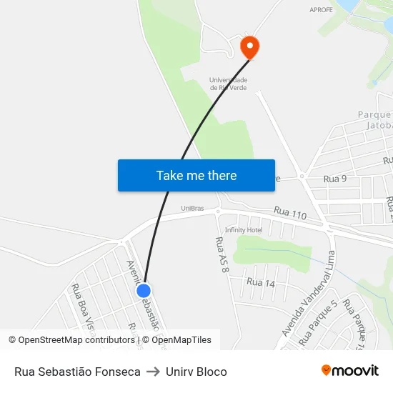 Rua Sebastião Fonseca to Unirv Bloco map