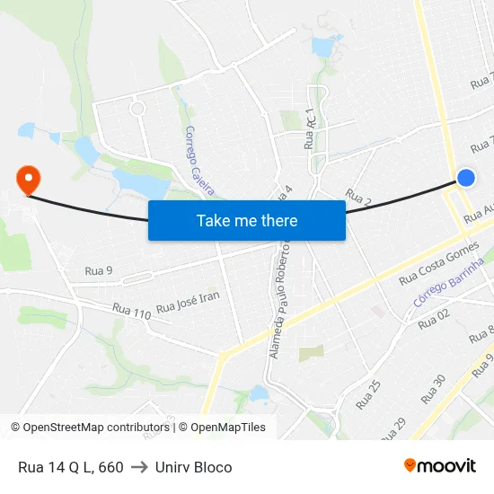 Rua 14 Q L, 660 to Unirv Bloco map
