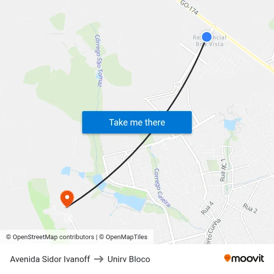 Avenida Sidor Ivanoff to Unirv Bloco map