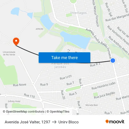 Avenida José Valter, 1297 to Unirv Bloco map
