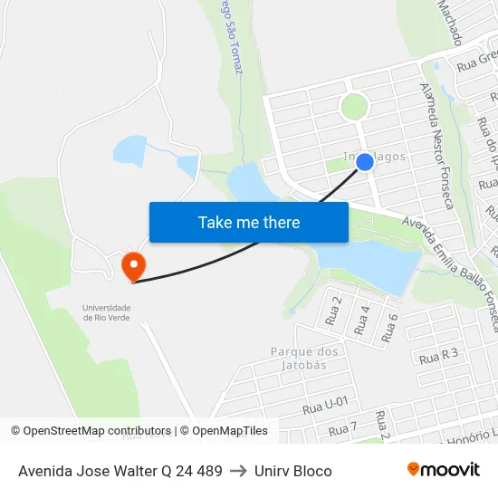 Avenida Jose Walter Q 24 489 to Unirv Bloco map
