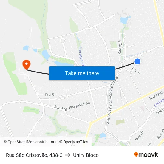 Rua São Cristóvão, 438-C to Unirv Bloco map