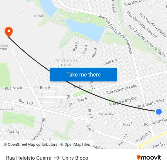 Rua Heloísio Guerra to Unirv Bloco map
