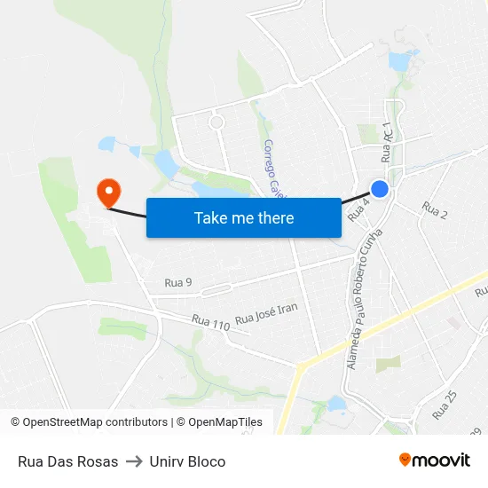 Rua Das Rosas to Unirv Bloco map