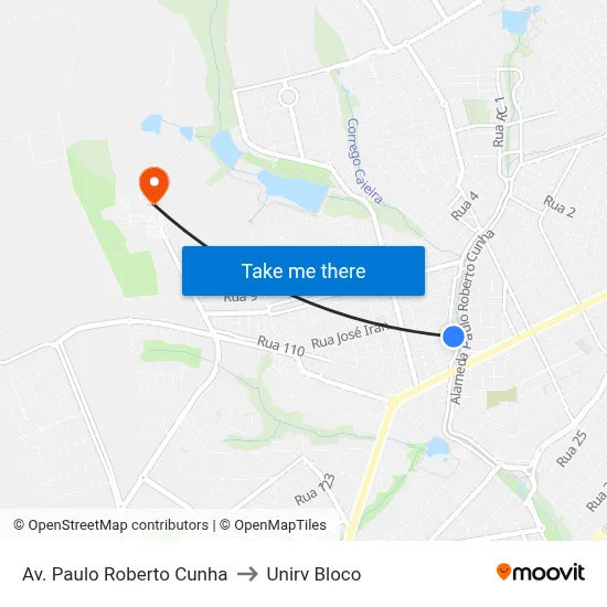 Av. Paulo Roberto Cunha to Unirv Bloco map
