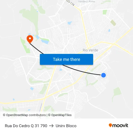 Rua Do Cedro Q 31 790 to Unirv Bloco map