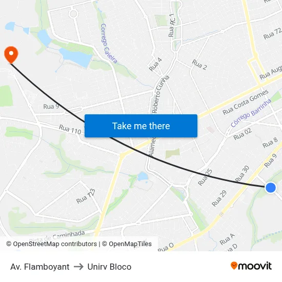 Av. Flamboyant to Unirv Bloco map