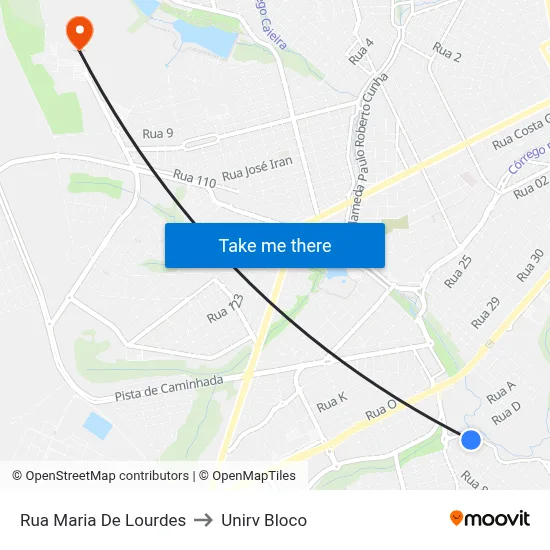 Rua Maria De Lourdes to Unirv Bloco map