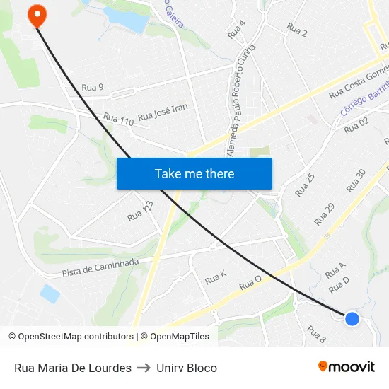 Rua Maria De Lourdes to Unirv Bloco map