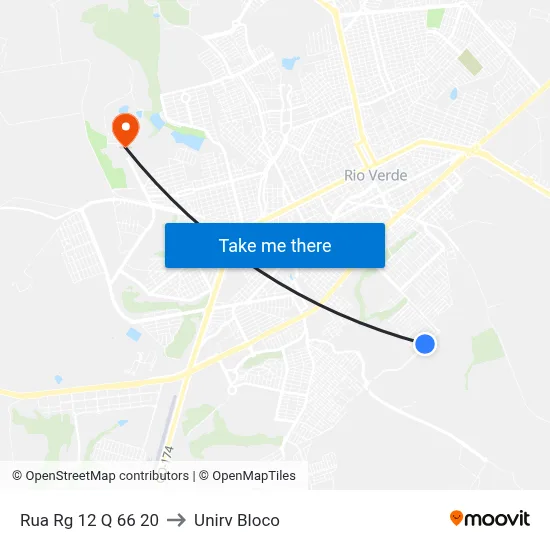 Rua Rg 12 Q 66 20 to Unirv Bloco map