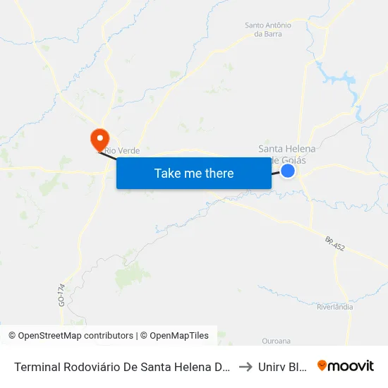 Terminal Rodoviário De Santa Helena De Goiás to Unirv Bloco map