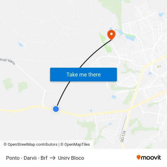 Ponto - Darvii - Brf to Unirv Bloco map