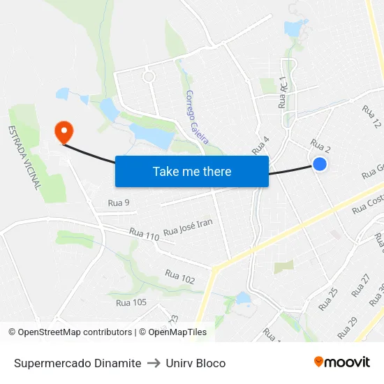 Supermercado Dinamite to Unirv Bloco map