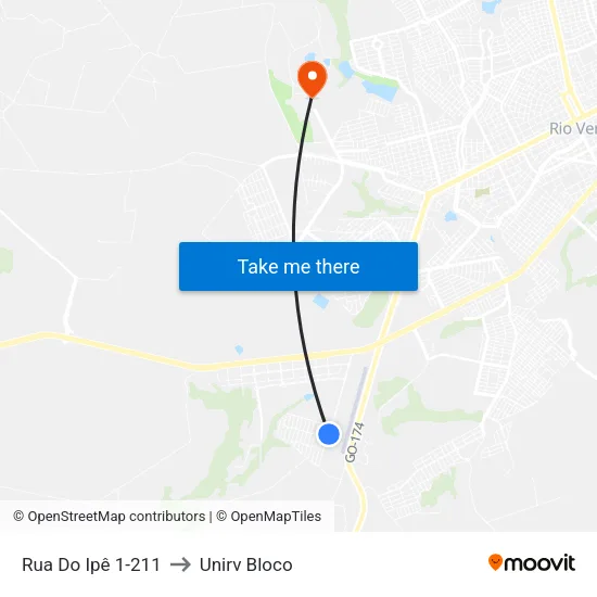 Rua Do Ipê 1-211 to Unirv Bloco map