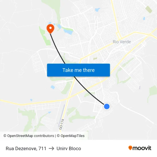 Rua Dezenove, 711 to Unirv Bloco map