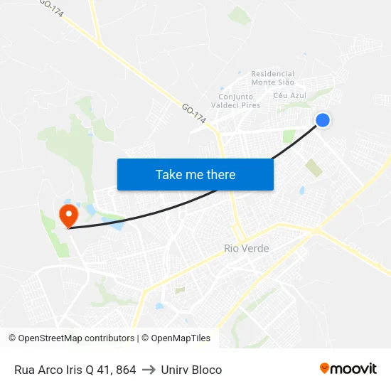 Rua Arco Iris Q 41, 864 to Unirv Bloco map