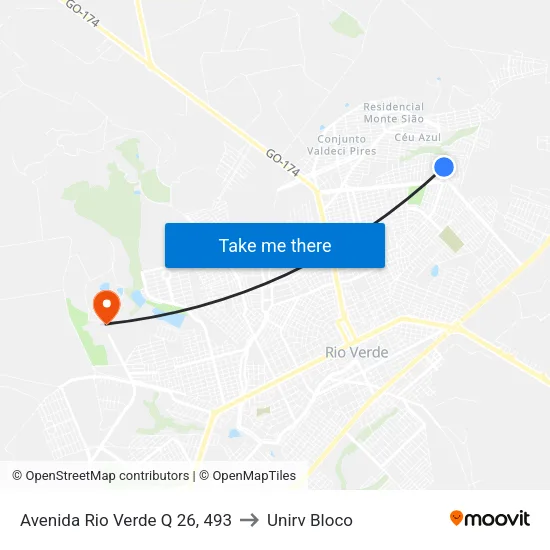 Avenida Rio Verde Q 26, 493 to Unirv Bloco map