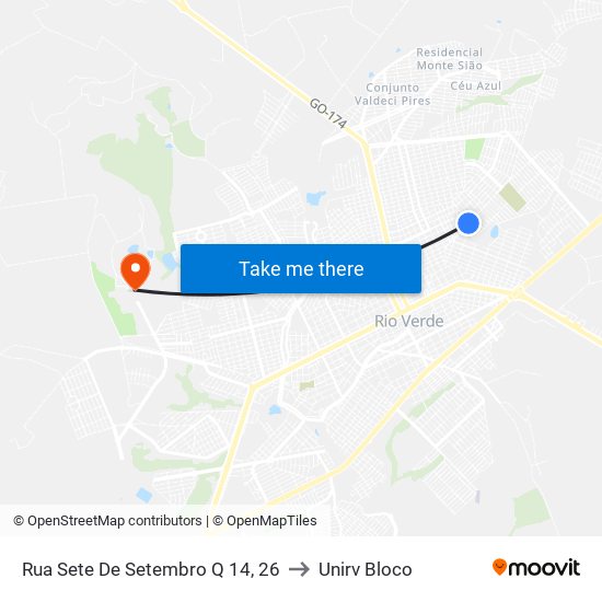Rua Sete De Setembro Q 14, 26 to Unirv Bloco map