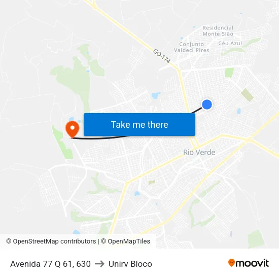 Avenida 77 Q 61, 630 to Unirv Bloco map