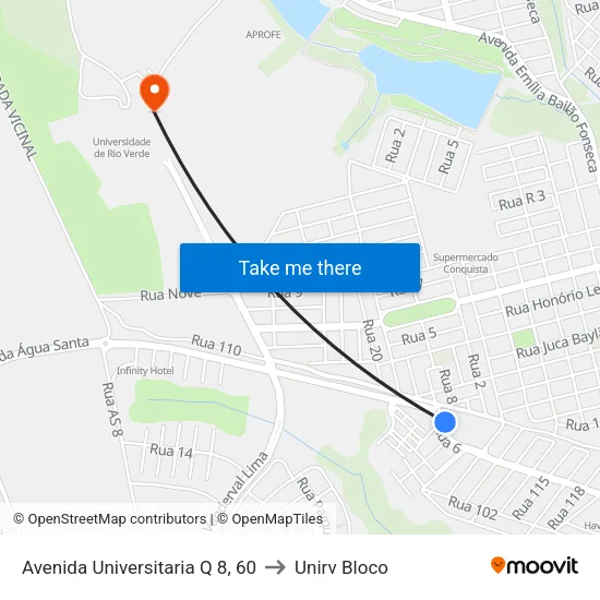 Avenida Universitaria Q 8, 60 to Unirv Bloco map