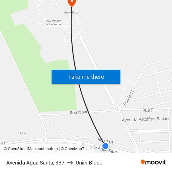 Avenida Agua Santa, 337 to Unirv Bloco map
