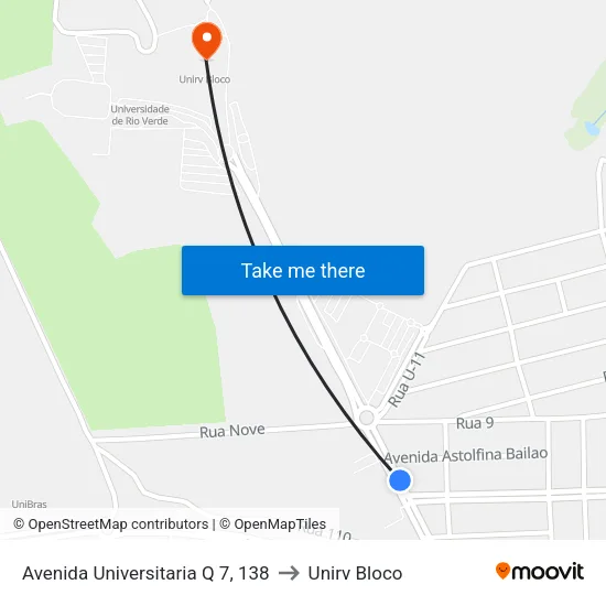 Avenida Universitaria Q 7, 138 to Unirv Bloco map