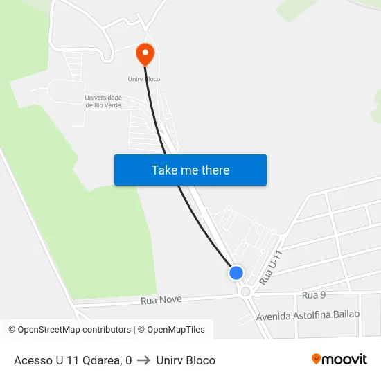 Acesso U 11 Qdarea, 0 to Unirv Bloco map
