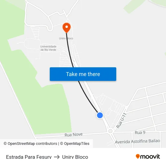 Estrada Para Fesurv to Unirv Bloco map