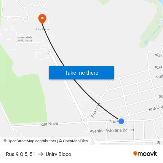 Rua 9 Q 5, 51 to Unirv Bloco map