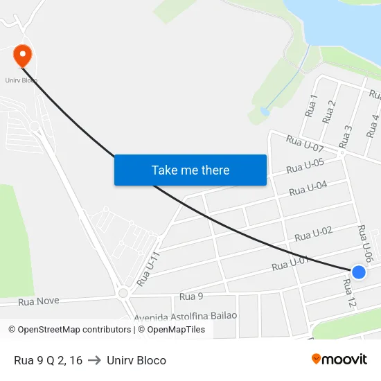 Rua 9 Q 2, 16 to Unirv Bloco map