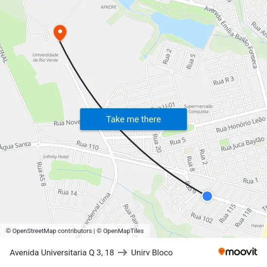 Avenida Universitaria Q 3, 18 to Unirv Bloco map