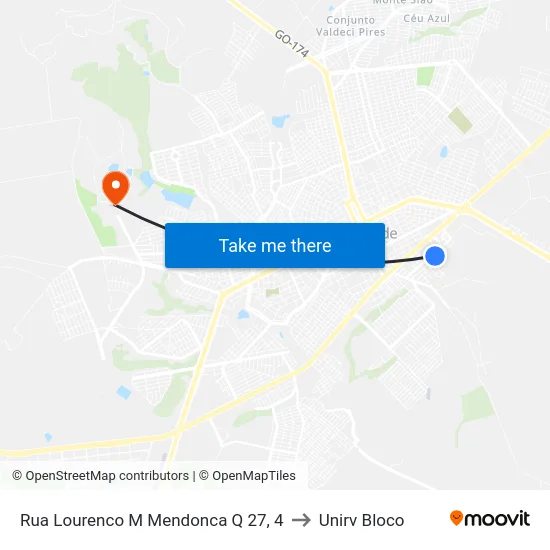 Rua Lourenco M Mendonca Q 27, 4 to Unirv Bloco map