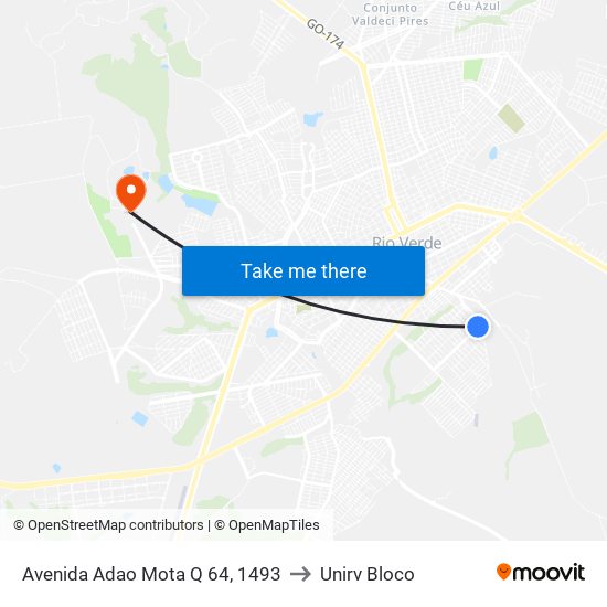 Avenida Adao Mota Q 64, 1493 to Unirv Bloco map