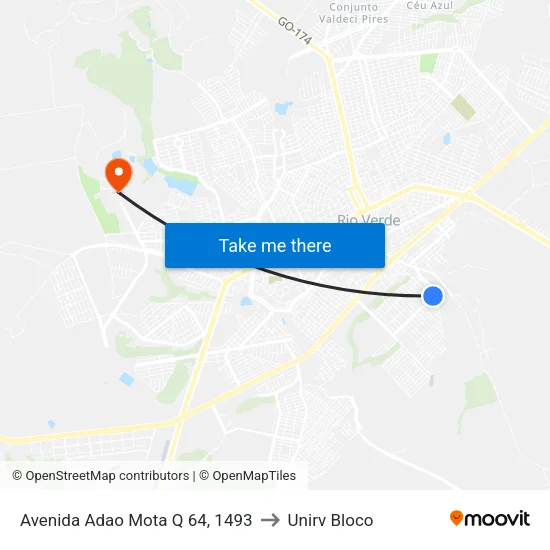 Avenida Adao Mota Q 64, 1493 to Unirv Bloco map