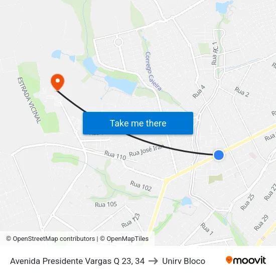 Avenida Presidente Vargas Q 23, 34 to Unirv Bloco map