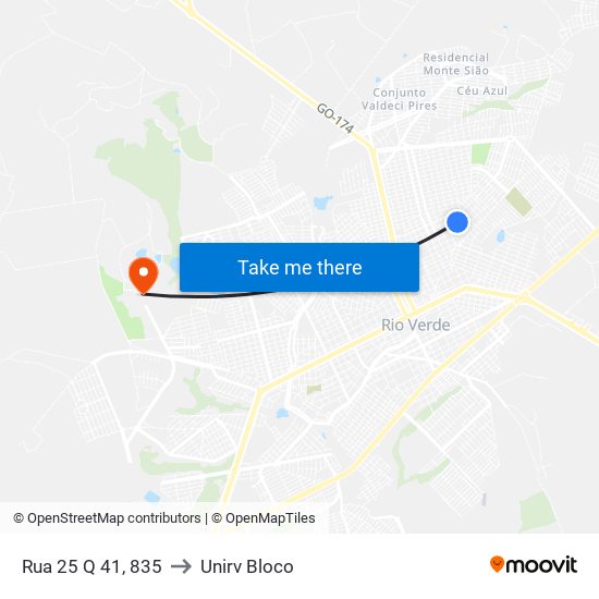 Rua 25 Q 41, 835 to Unirv Bloco map
